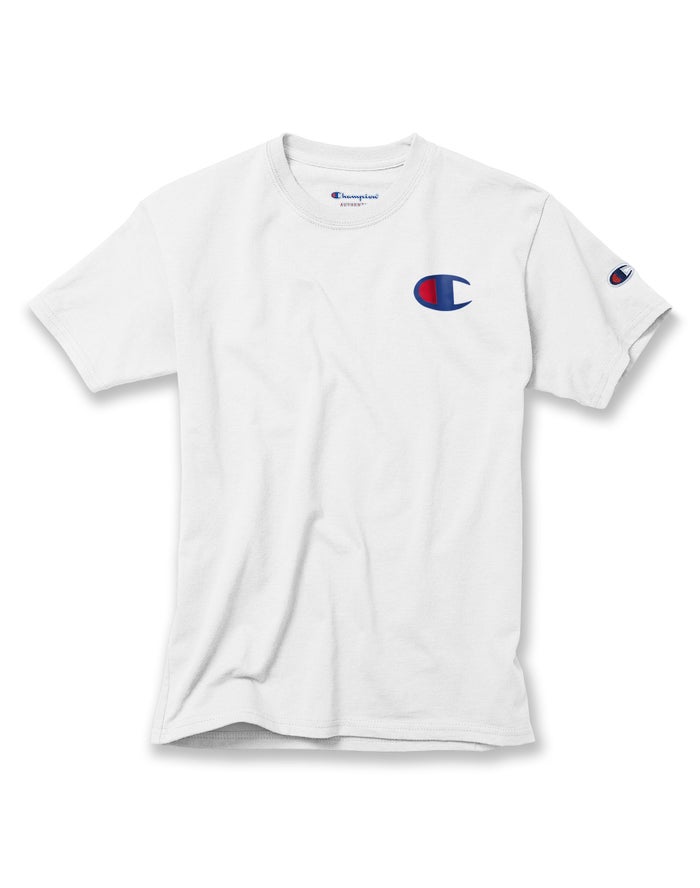 Champion Cotton Big C Logo - Poikien Valkoinen T-Paita - Suomi 3798654-FB